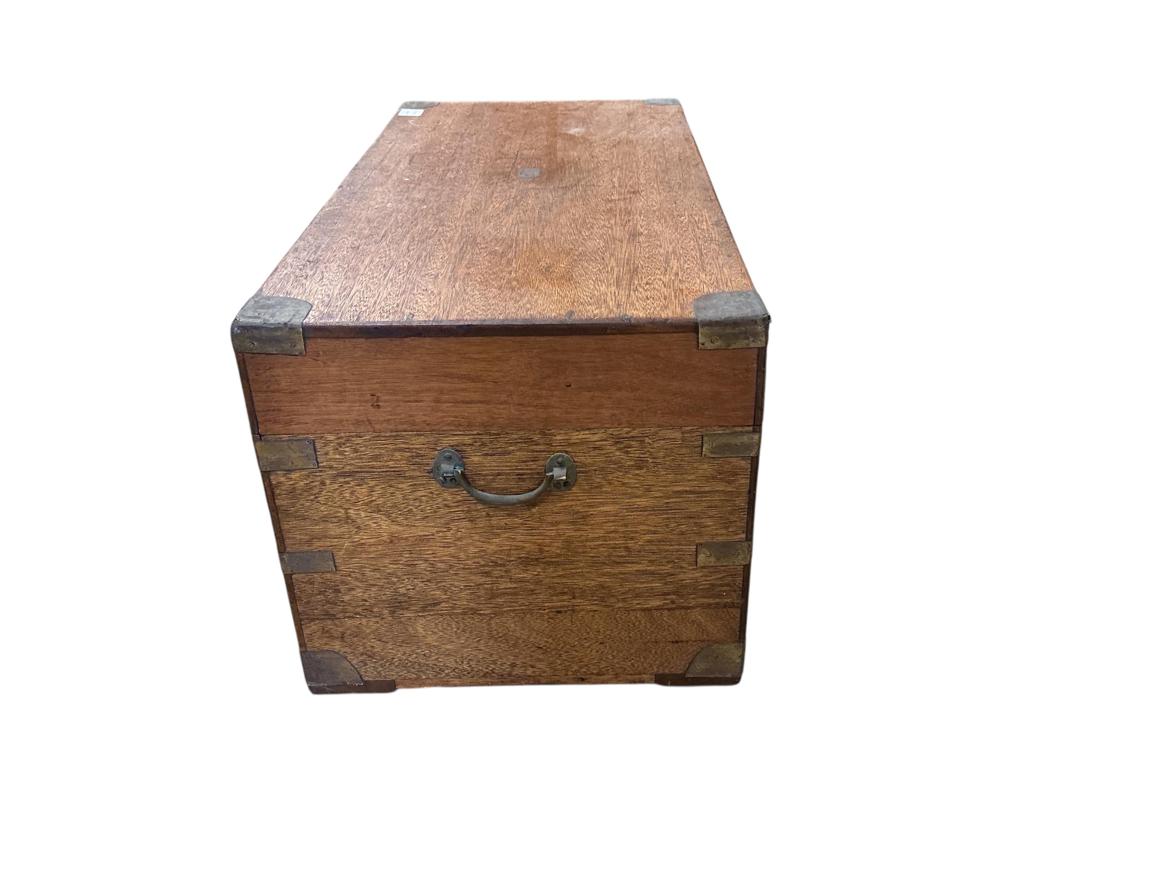 A small 19th century brass mounted camphorwood trunk, width 84cm, depth 42cm, height 39cm